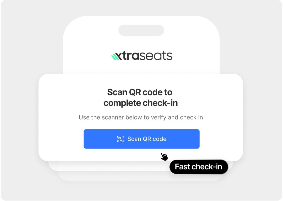 QR code scan to complete check-in at event entry